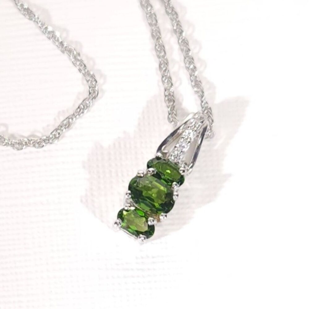 Chrome Diopside Pendant Necklace Sterling Silver
